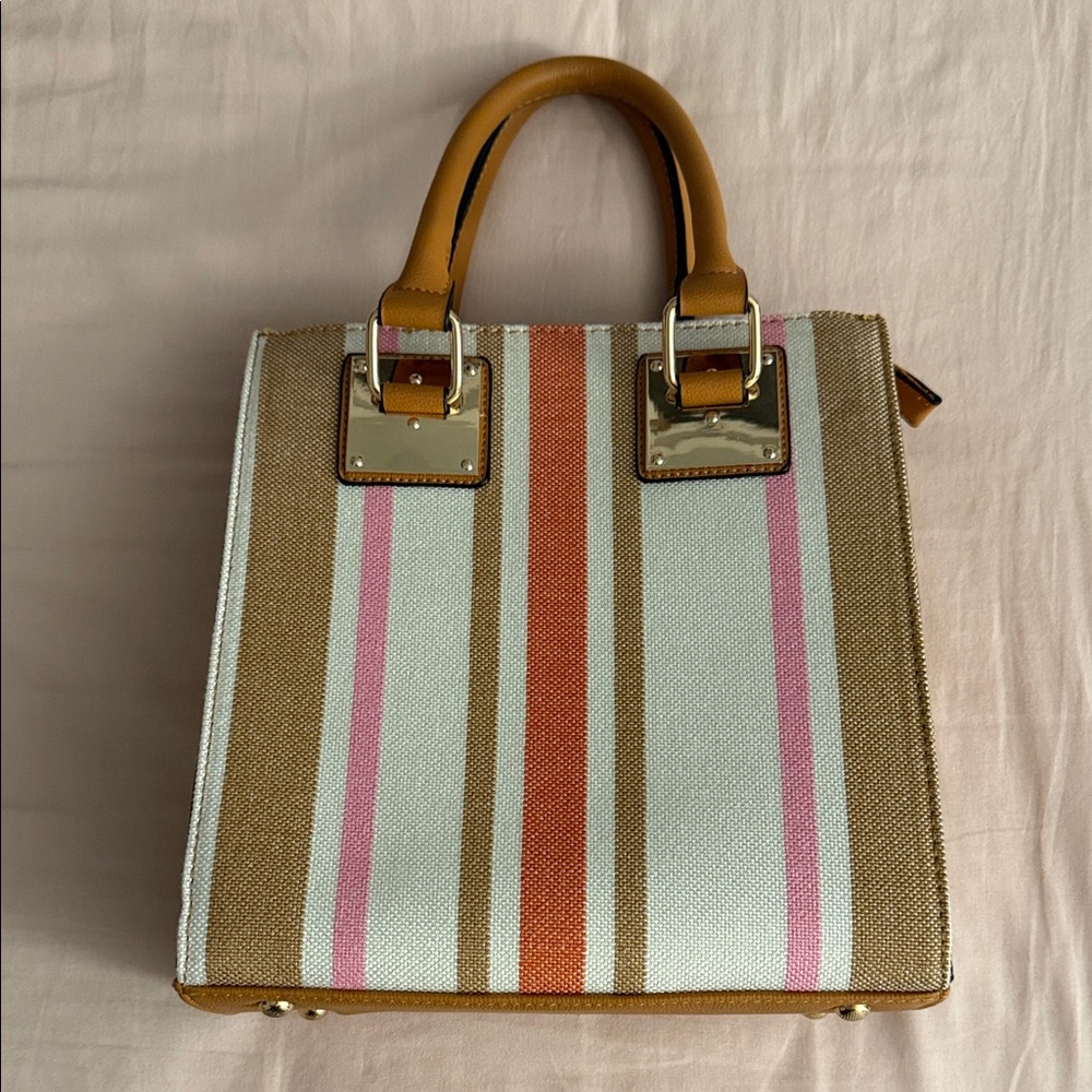 Striped Tan and Pink Women's Handbag